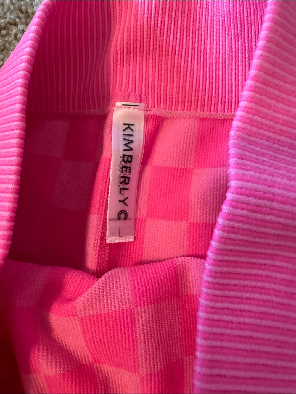 Girls' Pink Checkerboard Stretch Bike Shorts - Picture 2 of 2